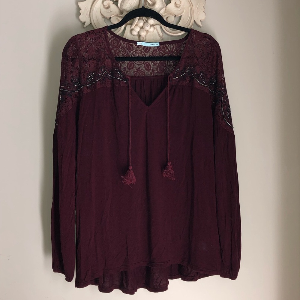 Maurices Long Sleeve Lace Top